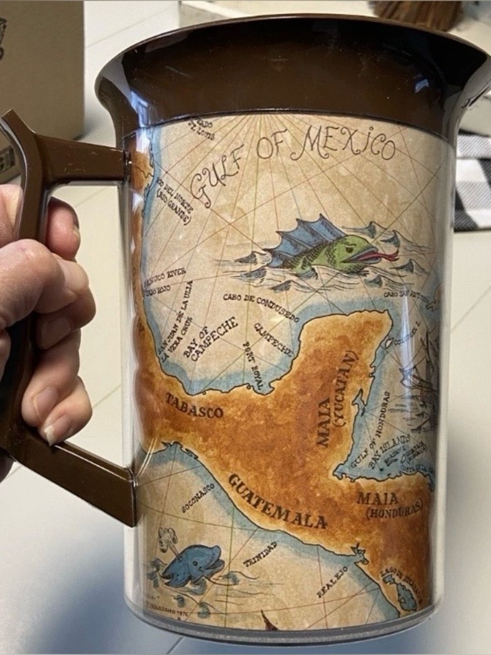Vintage Thermo Serv Drink Pitcher Gulf Of Mexico Nautical Maps With Original Box